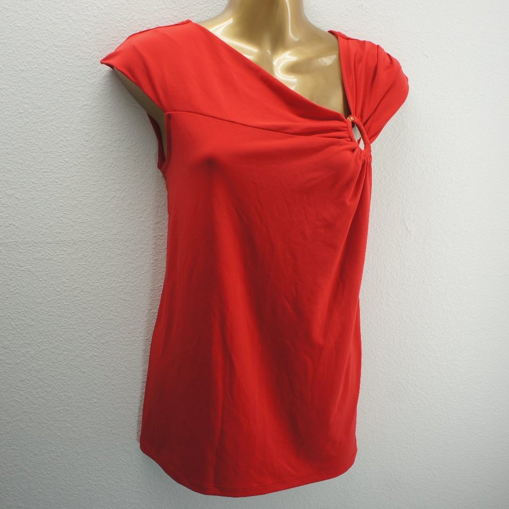 Michael kors orange red gold ring accent logo top size XL